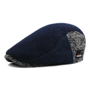 Planet Gates Hat Men Patchwork Wool Knitted Hat, Cabbie Flat Caps Men Solid Color Cabbie Boina Flat