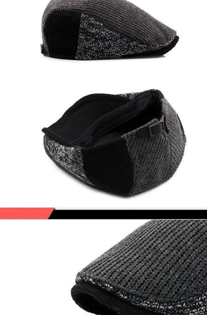Planet Gates Hat Men Patchwork Wool Knitted Hat, Cabbie Flat Caps Men Solid Color Cabbie Boina Flat