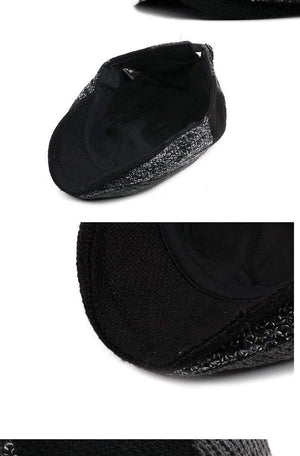 Planet Gates Hat Men Patchwork Wool Knitted Hat, Cabbie Flat Caps Men Solid Color Cabbie Boina Flat
