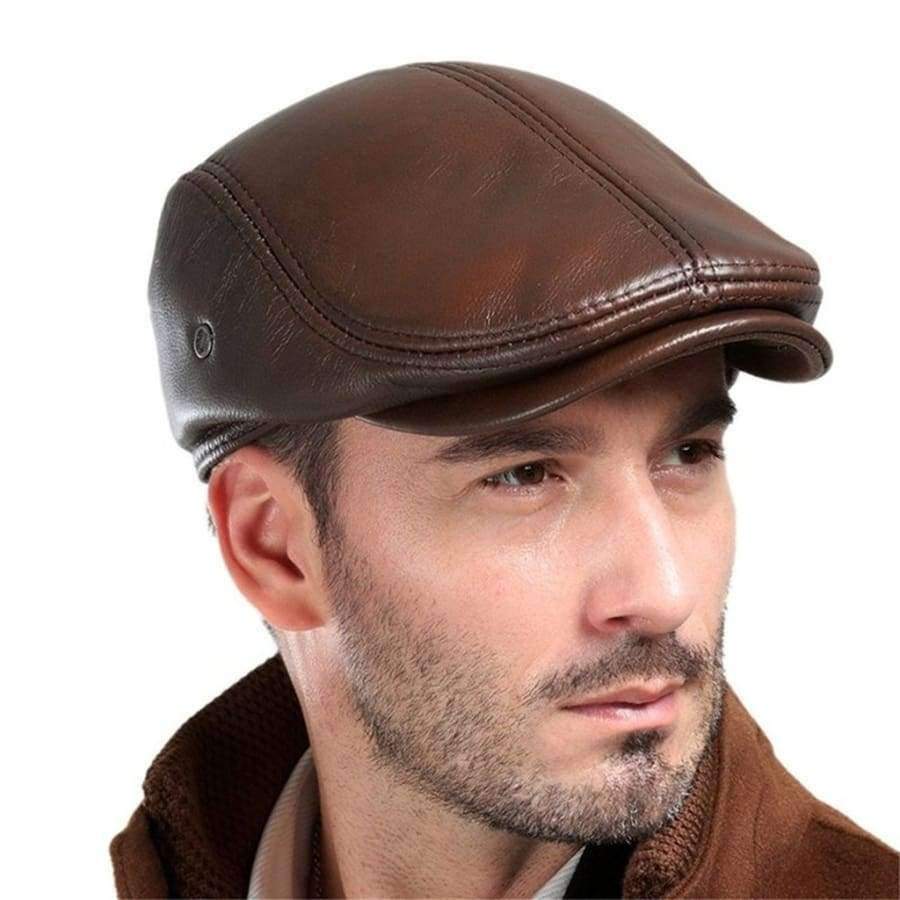 Planet Gates Hats Black / L(55cm-56cm) Men's Real Cowhide Leather Beret Hunting Cap Beanie Trucker Cap Mens Sports Hat