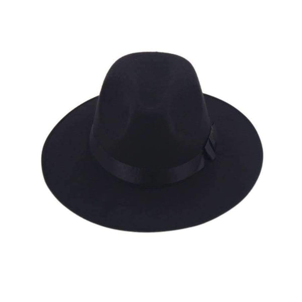 Planet Gates Hats Black Unisex Bowler Derby Cowboy Gangster Cap Fedora Trilby Felt Jazz Hat Ribbon Band Size 7 1/8