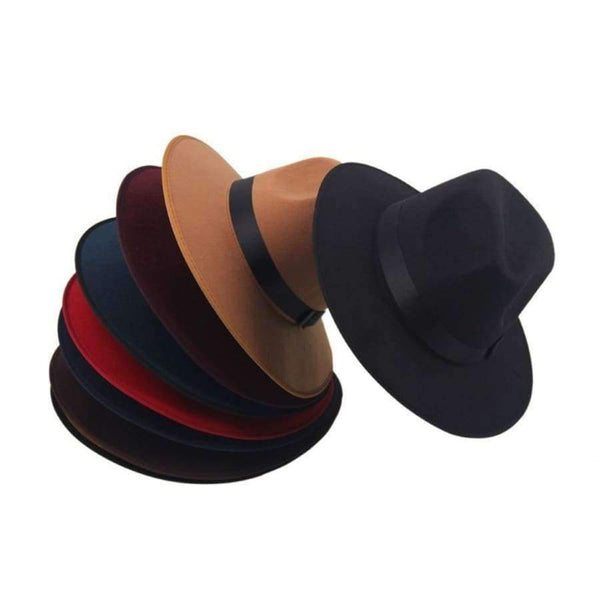 Unisex Bowler Derby Cowboy Gangster Cap Fedora Trilby Felt Jazz Hat Ribbon Band Size 7 1/8 - Red & Red - Hats