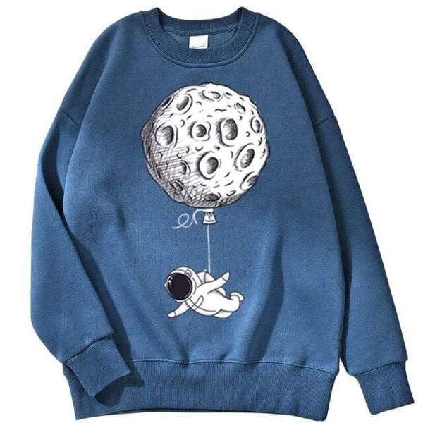 Planet Gates haze blue / XXL Astronaut Man Hoodie Cartoon Printing Men Sweatshirts Fleeve O-Neck Male Hoodies Punk Trend Sweatshirt For Mens