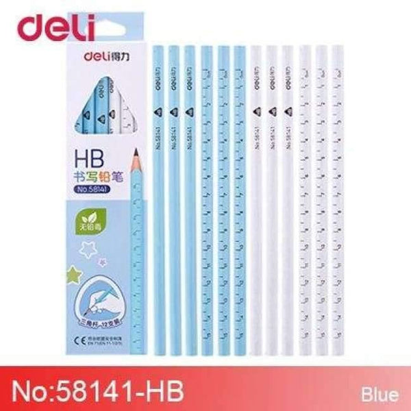 Planet Gates HB-Blue Pencil writing painting examination pens 2B/HB triangle rod non-toxic ruler 12 stick children's stationery office supplies
