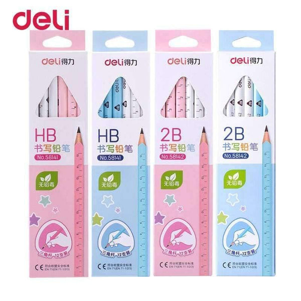Planet Gates HB-Red Pencil writing painting examination pens 2B/HB triangle rod non-toxic ruler 12 stick children's stationery office supplies