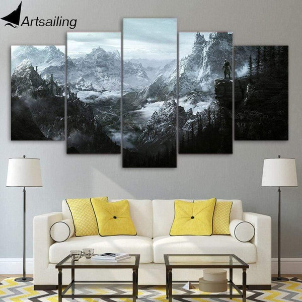 Planet Gates HD 5 Piece Canvas Painting The Elder Scrolls V Skyrim Posters And Prints Pictures For Living Room Wall Art  Home Decor XA-1948A