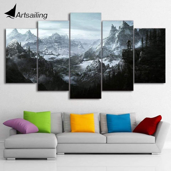 Planet Gates HD 5 Piece Canvas Painting The Elder Scrolls V Skyrim Posters And Prints Pictures For Living Room Wall Art  Home Decor XA-1948A
