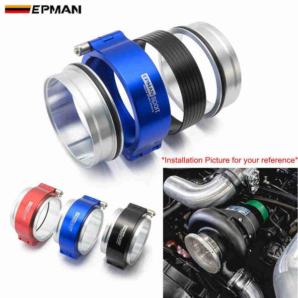Planet Gates HD Exhaust V-band Clamp w Flange System Assembly For 3.5" 89mm Radiator Hose Wastegate Flanges Turbo Dump Pipe EPSS89KB