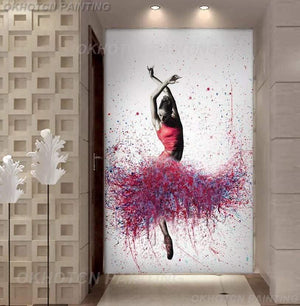 HD Printed 1 Piece Elegant Dancing Ballerina Oil Painting Abstract Ballet Girl Wall Painting Multi Choices Large Canvas
