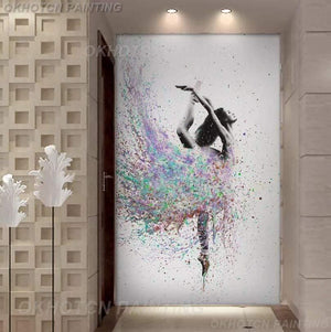 HD Printed 1 Piece Elegant Dancing Ballerina Oil Painting Abstract Ballet Girl Wall Painting Multi Choices Large Canvas