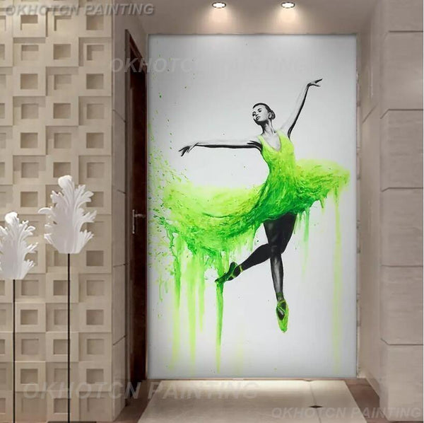 HD Printed 1 Piece Elegant Dancing Ballerina Oil Painting Abstract Ballet Girl Wall Painting Multi Choices Large Canvas