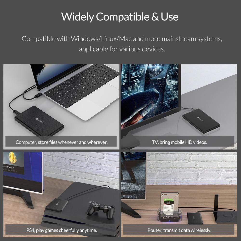 Planet Gates HDD Case 2.5 inch SATA to USB3.1 Gen2 Type-C/ USB3.0 SSD Adapter for 7mm USB C Hard Disk Drive Box External HDD Enclosure