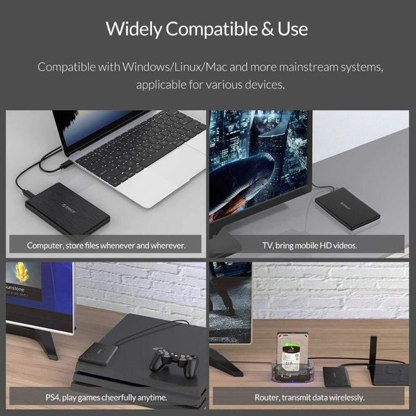 Planet Gates HDD Case 2.5 inch SATA to USB3.1 Gen2 Type-C/ USB3.0 SSD Adapter for 7mm USB C Hard Disk Drive Box External HDD Enclosure