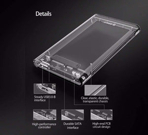 Planet Gates HDD Case 2.5 Transparent SATA to USB 3.0 Adapter External Hard Drive Enclosure for 7mm/9.5mm SSD Disk HDD UASP SATA III