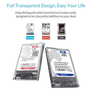 Planet Gates HDD Case 2.5 Transparent SATA to USB 3.0 Adapter External Hard Drive Enclosure for 7mm/9.5mm SSD Disk HDD UASP SATA III