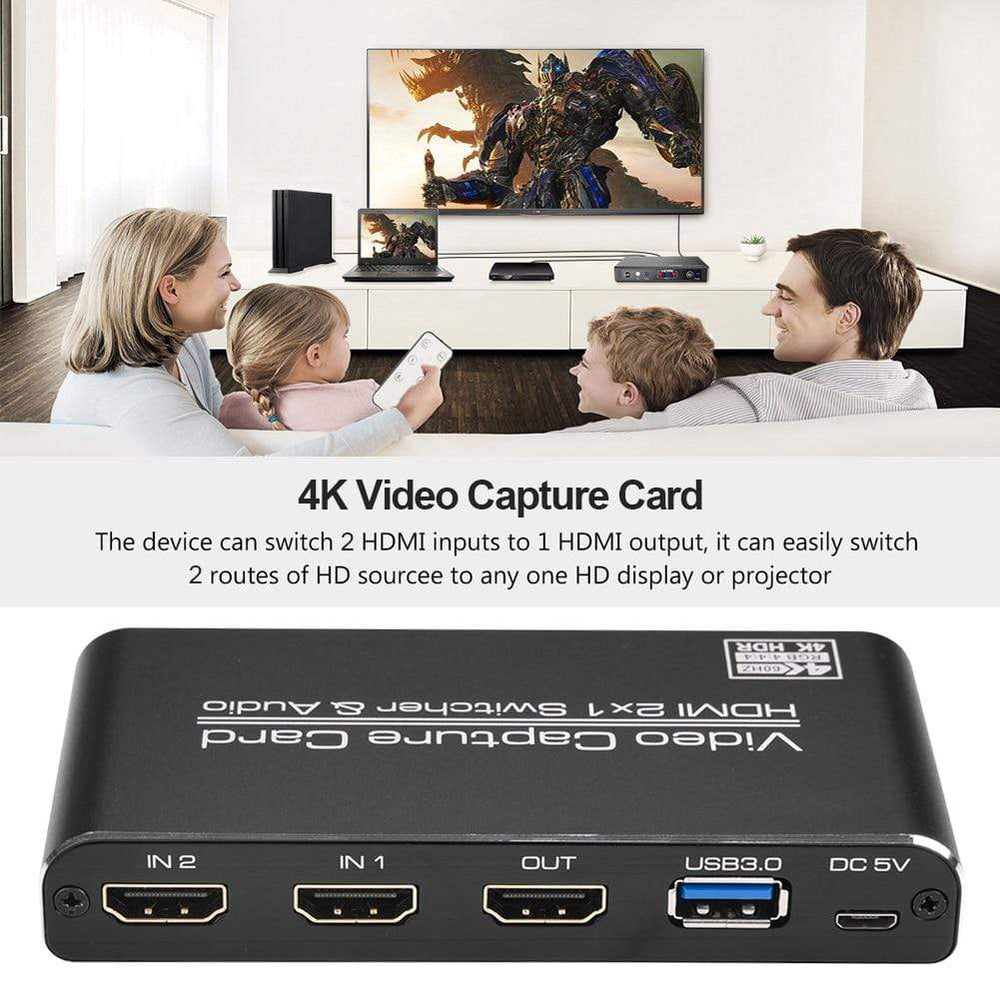 Planet Gates HDMI-compatible to USB3.0 Video Capture Card 4K 60Hz 2x1 Dongle Lightweight Game Playing Elements Set for Game Streaming Live