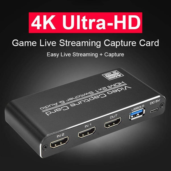 Planet Gates HDMI-compatible to USB3.0 Video Capture Card 4K 60Hz 2x1 Dongle Lightweight Game Playing Elements Set for Game Streaming Live