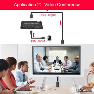 Planet Gates HDMI-compatible to USB3.0 Video Capture Card 4K 60Hz 2x1 Dongle Lightweight Game Playing Elements Set for Game Streaming Live