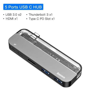 Baseus USB C HUB to Multi HDMI USB 3.0 USB HUB for MacBook Adapter Accessories Pro Thunderbolt 3 SD Card Reader Type-C USB HUB
