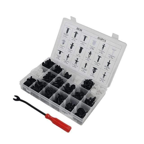 Planet Gates HE06 415Pc 18size Auto Car Screw Set Vehicle Body Plastic Push Pin Rivet Fasteners Trim Clip  Repair Assortment Tool Set  100 350 299 415Pc