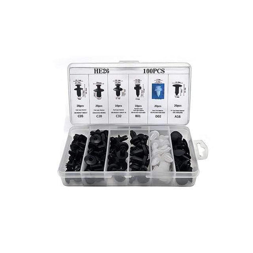 Planet Gates HE26 100Pc 6size Auto Car Screw Set Vehicle Body Plastic Push Pin Rivet Fasteners Trim Clip  Repair Assortment Tool Set  100 350 299 415Pc