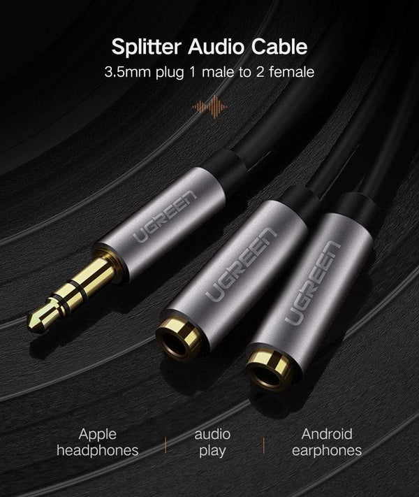 Planet Gates Headphone Splitter, 3.5mm Audio Stereo Y Splitter Extension Cable Male to Female Dual Headphone Jack Adapter for Earphone