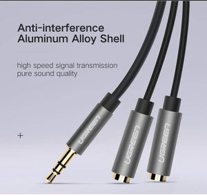 Planet Gates Headphone Splitter, 3.5mm Audio Stereo Y Splitter Extension Cable Male to Female Dual Headphone Jack Adapter for Earphone