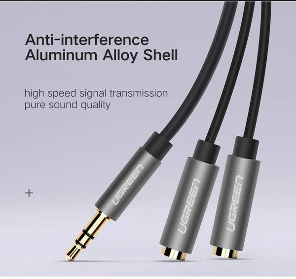 Planet Gates Headphone Splitter, 3.5mm Audio Stereo Y Splitter Extension Cable Male to Female Dual Headphone Jack Adapter for Earphone