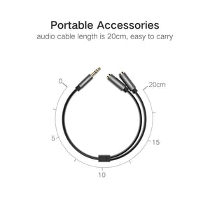 Planet Gates Headphone Splitter, 3.5mm Audio Stereo Y Splitter Extension Cable Male to Female Dual Headphone Jack Adapter for Earphone