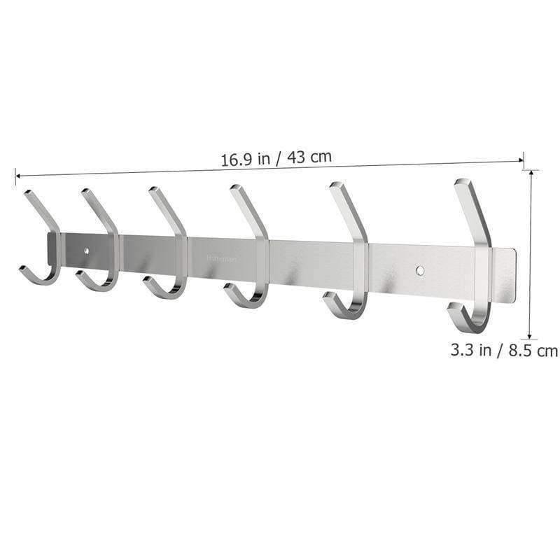 Heavy Duty Stainless Steel Wiredrawing Wall Mounted Hook Rack Hook Rail