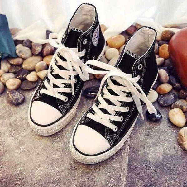 Planet Gates hei / 6 High Quality Classic Women Canvas Shoes 2018 new autumn High Top Flats Women Vulcanized Shoes Factory Outlet Female Casual Shoes
