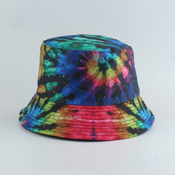 Planet Gates hei yan hua Fisherman Hat Reversible Harajuku Bucket Hats For Women Men Street Hip Hop Cap Rainbow Tie Dye Printed Fishing Hat
