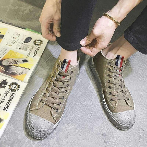 Planet Gates heise / 7 MUHUISEN 2018  Spring Autumn Men's Vulcanize Shoes  High Top Flats Comfortable breathable Mens Canvas Shoes