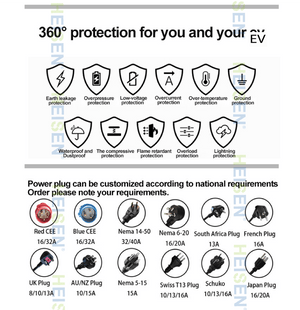 Planet Gates HEISEN 16A adjustable Type 2 Setable EU Electric Car Iec 62196 EV Charger Controller