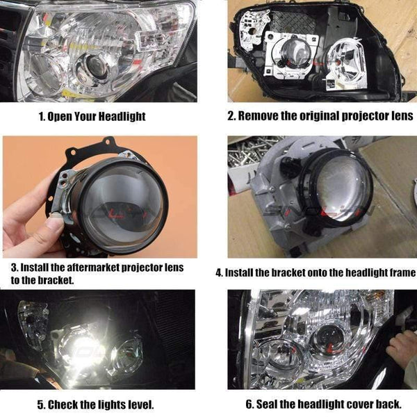 Planet Gates Hella 3R G5 HID Bi-xenon Projector Lenses Accessory Frame Adapter Set Replace For Mitsubishi Pajero Wagon Headlight Retrofit