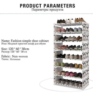 Planet Gates HH342800CS1 / China Eight Layers Metal Non-woven Cloth Simple Shoe Rack Space Saver DIY Shoes Shelf Shoes Storage Shelves Organizer Home Furniture