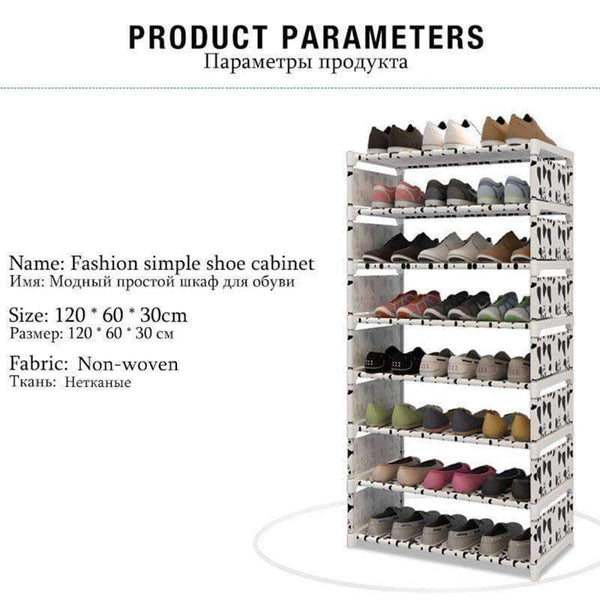 Planet Gates HH342800CS1 / China Eight Layers Metal Non-woven Cloth Simple Shoe Rack Space Saver DIY Shoes Shelf Shoes Storage Shelves Organizer Home Furniture