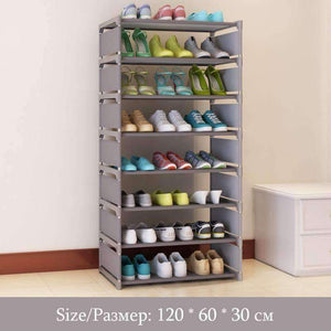 Planet Gates HH342800CS1 / China Eight Layers Metal Non-woven Cloth Simple Shoe Rack Space Saver DIY Shoes Shelf Shoes Storage Shelves Organizer Home Furniture
