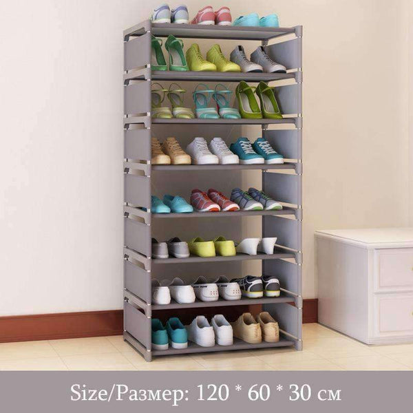 Planet Gates HH342800CS1 / China Eight Layers Metal Non-woven Cloth Simple Shoe Rack Space Saver DIY Shoes Shelf Shoes Storage Shelves Organizer Home Furniture