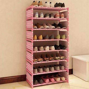 Planet Gates HH342800CS2 / China Eight Layers Metal Non-woven Cloth Simple Shoe Rack Space Saver DIY Shoes Shelf Shoes Storage Shelves Organizer Home Furniture