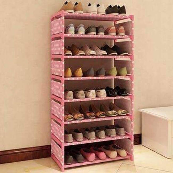 Planet Gates HH342800CS2 / China Eight Layers Metal Non-woven Cloth Simple Shoe Rack Space Saver DIY Shoes Shelf Shoes Storage Shelves Organizer Home Furniture