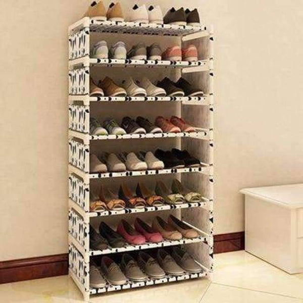 Planet Gates HH342800CS4 / China Eight Layers Metal Non-woven Cloth Simple Shoe Rack Space Saver DIY Shoes Shelf Shoes Storage Shelves Organizer Home Furniture
