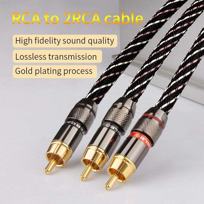 Planet Gates Hifi Rca to 2Rca Cable Male to 2 Male Audio Cable Subwoofer Y Cable Splitter Aux Cable for Speaker,DVD, TV, Amplifier,Soundbox