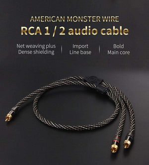 Planet Gates Hifi Rca to 2Rca Cable Male to 2 Male Audio Cable Subwoofer Y Cable Splitter Aux Cable for Speaker,DVD, TV, Amplifier,Soundbox