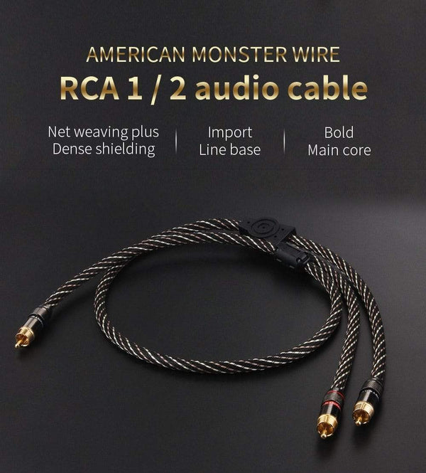 Planet Gates Hifi Rca to 2Rca Cable Male to 2 Male Audio Cable Subwoofer Y Cable Splitter Aux Cable for Speaker,DVD, TV, Amplifier,Soundbox