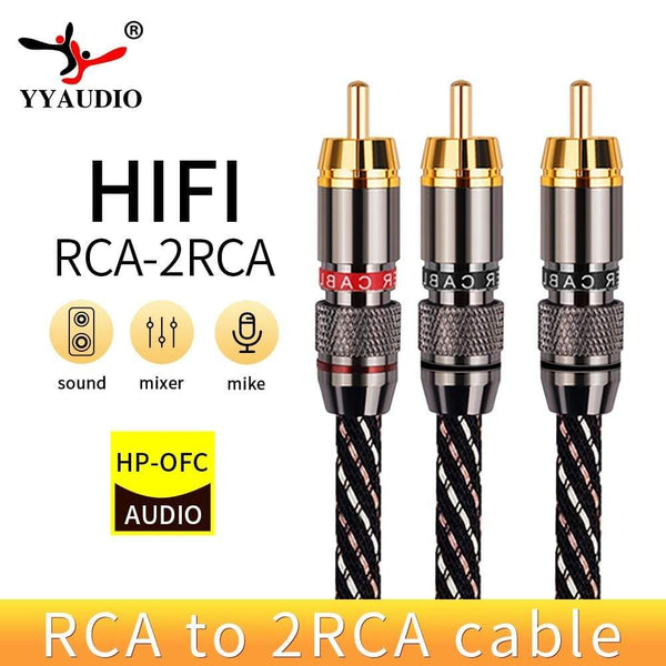 Planet Gates Hifi Rca to 2Rca Cable Male to 2 Male Audio Cable Subwoofer Y Cable Splitter Aux Cable for Speaker,DVD, TV, Amplifier,Soundbox