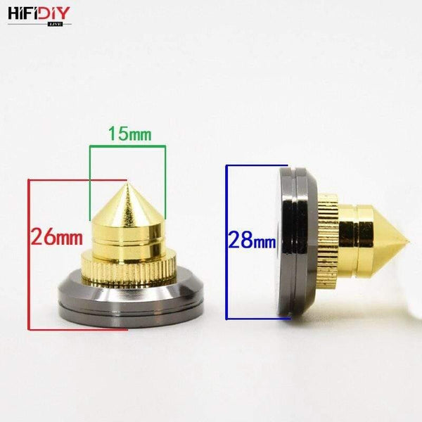 HIFIDIY LIVE 4 Sets Or 4 PCS Speaker Stand Feet Foot Pad Zinc Alloy Metal (NOT Pure Copper) Spikes Cone Floor Foot Nail M28*26