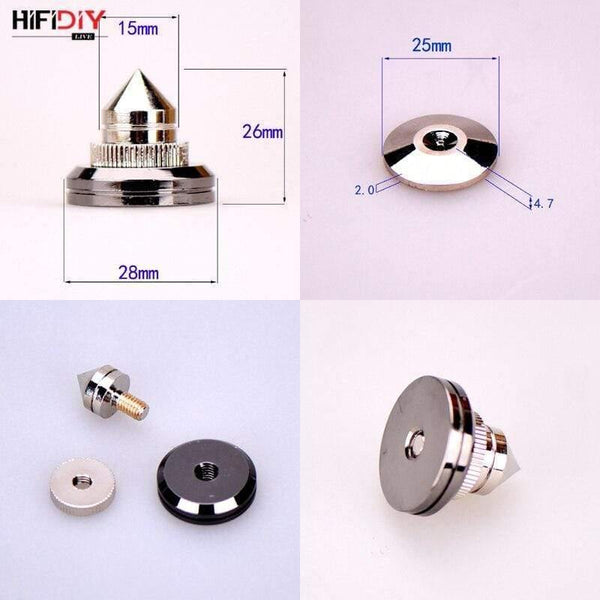 HIFIDIY LIVE 4 Sets Or 4 PCS Speakers Stand Feet Foot Pad Pure Copper Silver Loudspeaker Box Spikes Cone Floor Foot Nail M28*26