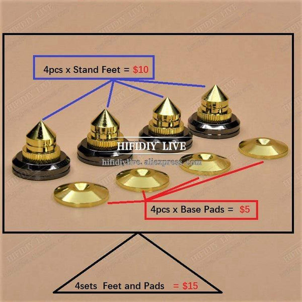 Planet Gates HIFIDIY LIVE 4 Sets or 4 PCS speakers Stand Feet Foot Pad Pure copper silver loudspeaker box Spikes Cone Floor Foot Nail M28*26