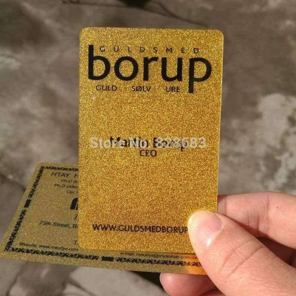 Planet Gates High-end Glossy Metallic golden plastic business card custom printing 100 cards per design